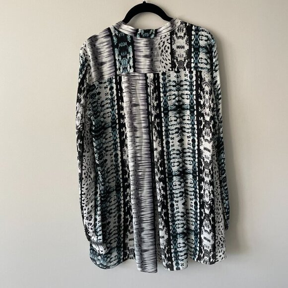 Parker SILK Long Sleeve Patterned Casual Blouse Moccasin Black White Medium NEW - Picture 3 of 12